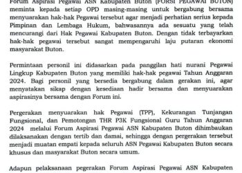 Forum Aspirasi Pegawai ASN kabupaten Buton Akan Menggelar Aksi Damai Perjuangkan Hak Pegawai Di Kantor DPRD Kabupaten Buton